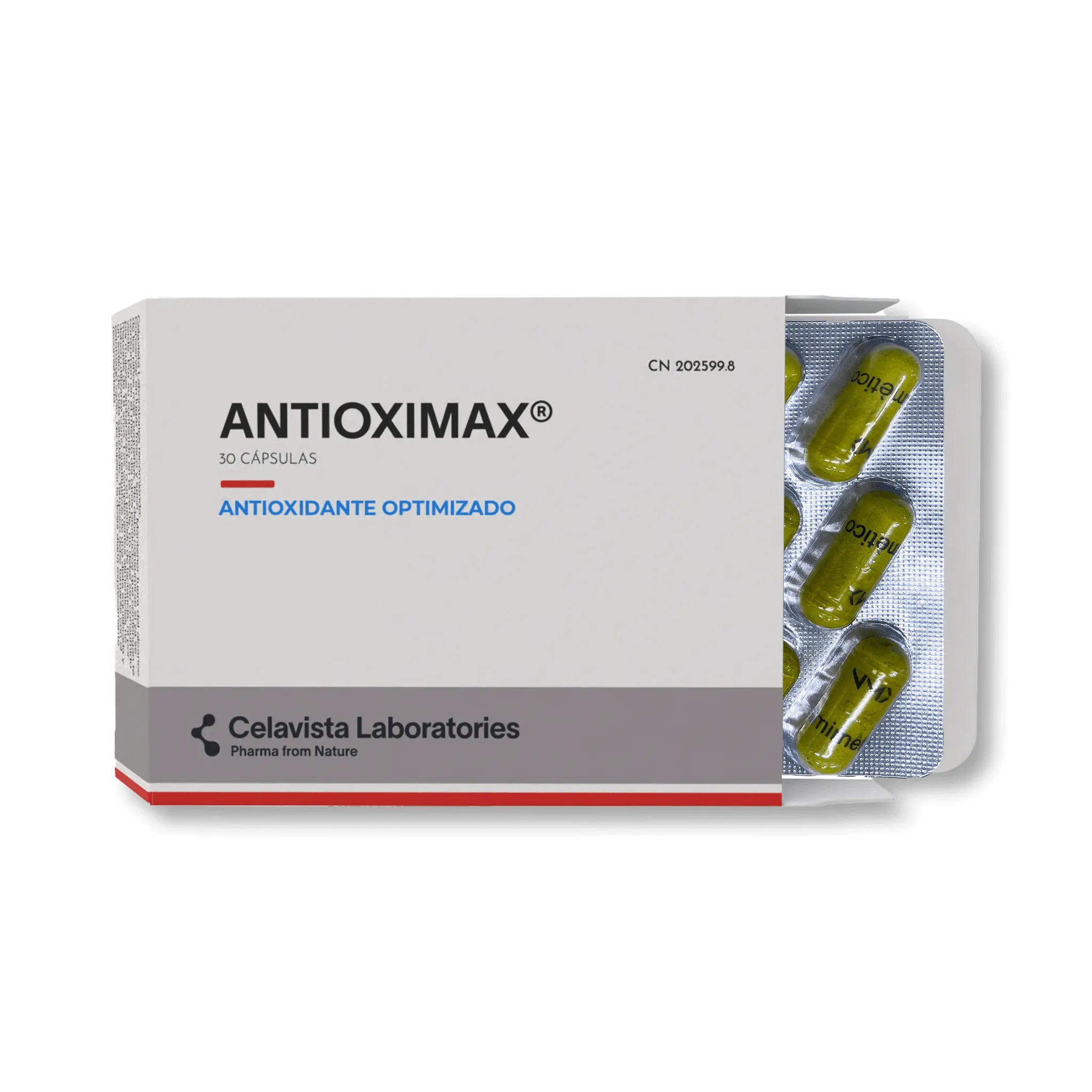 Pastillas antioxidantes para la piel y bronceado natural - Antioximax vista posterior