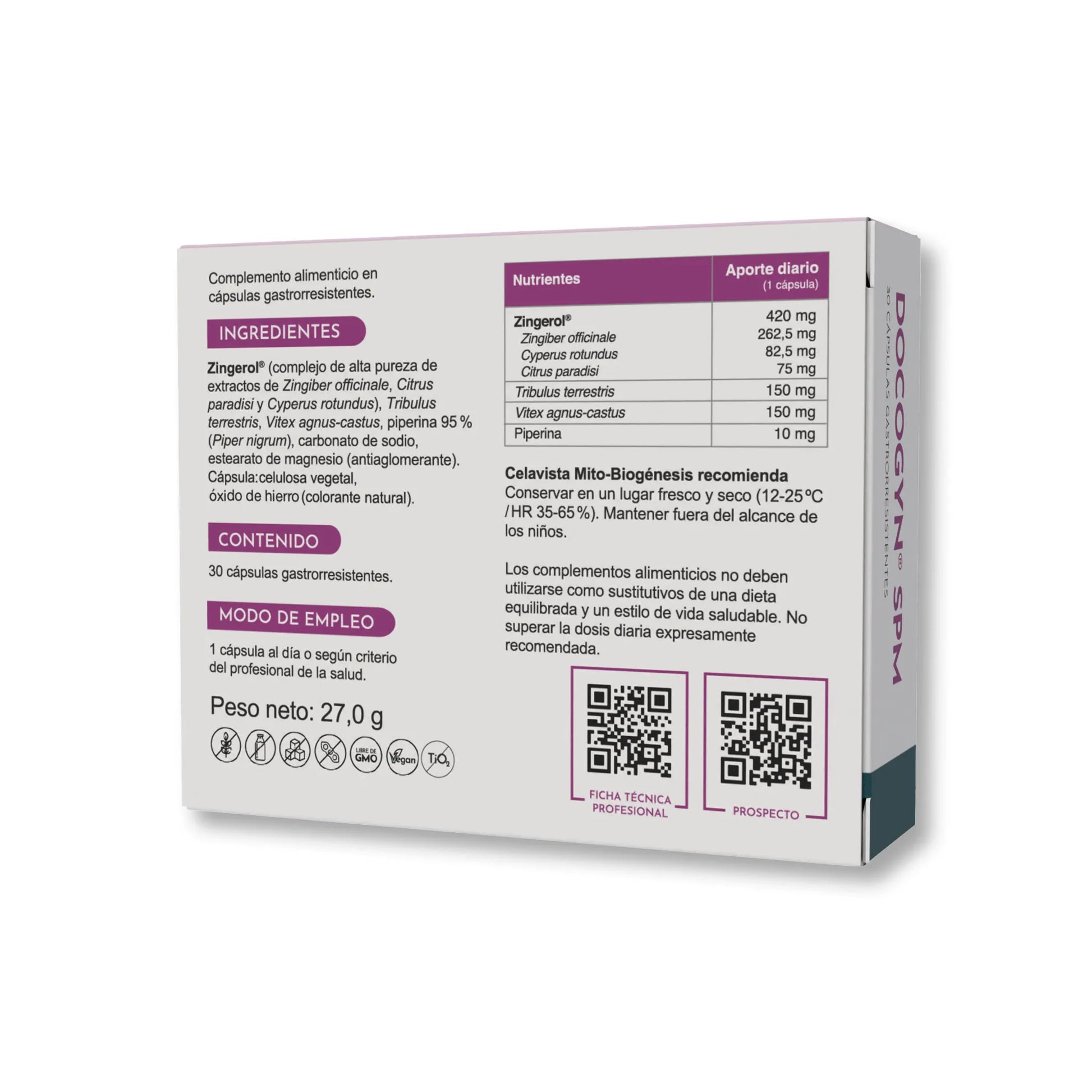 Tratamiento natural para dolor de ovarios y cólicos menstruales intensos - Docogyn SPM vista anterior