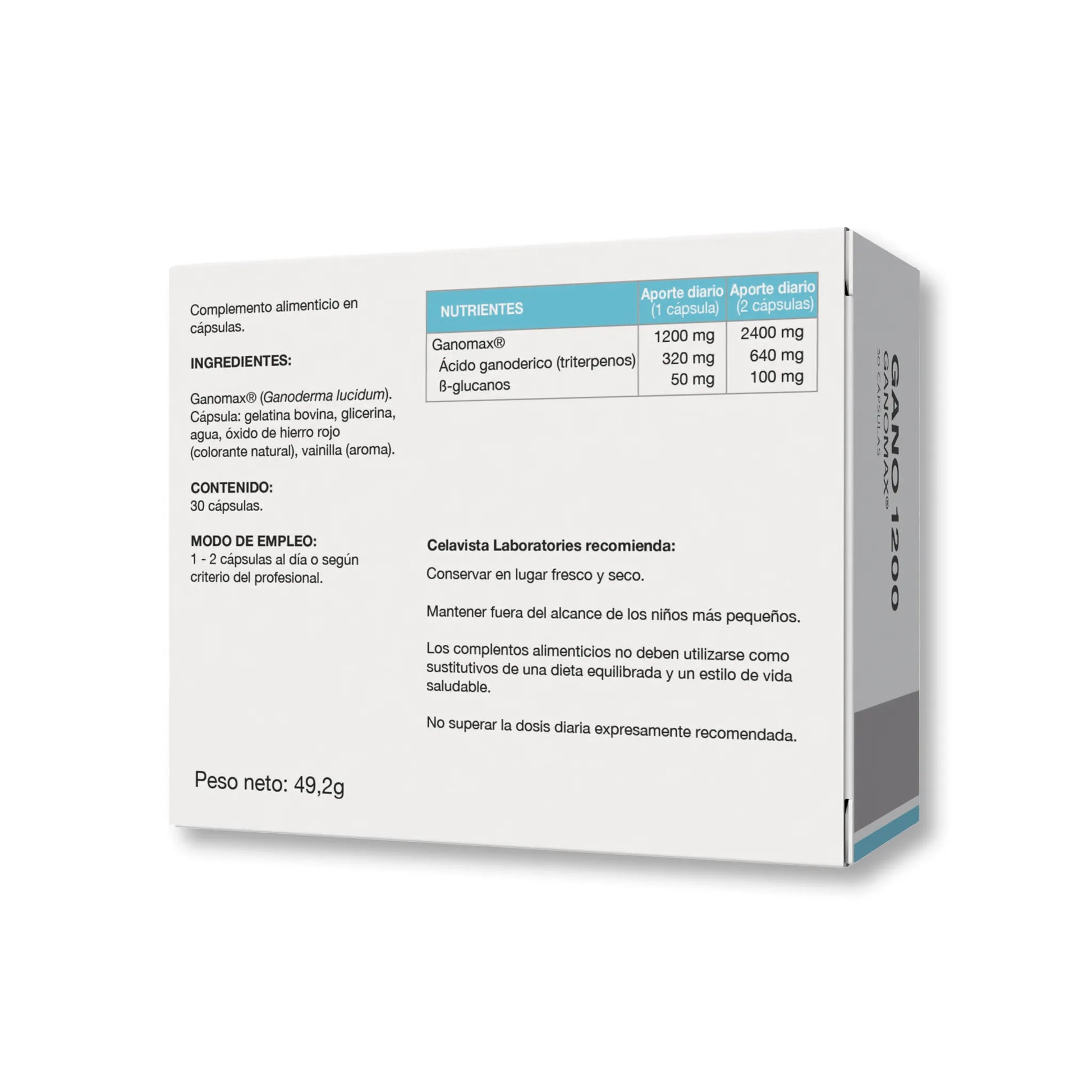 Ganoderma lucidum de alta pureza para aumentar las defensas y cuidado capilar - Vista anterior