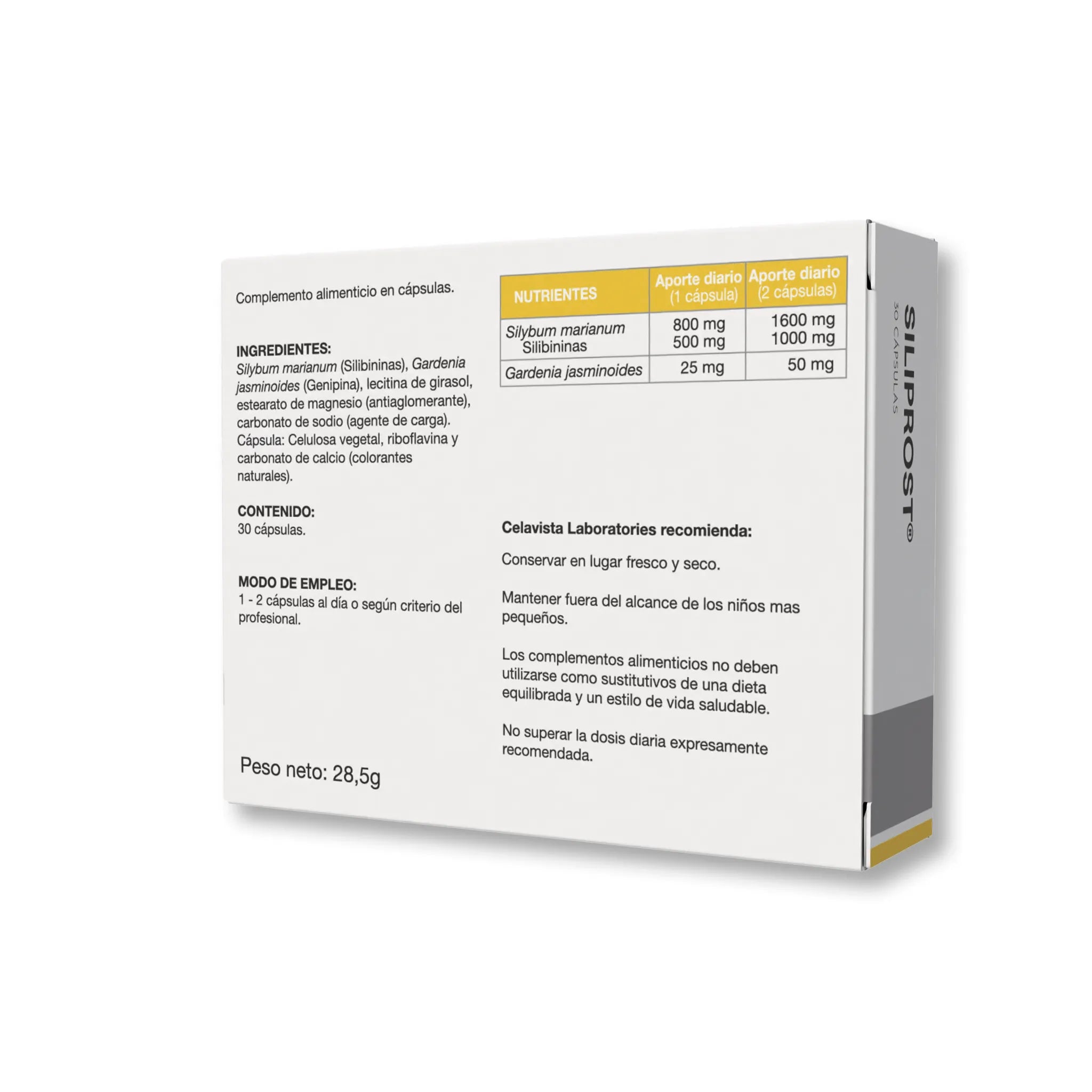 Suplemento avanzado para senescencia celular y síndrome metabólico - Vista anterior producto