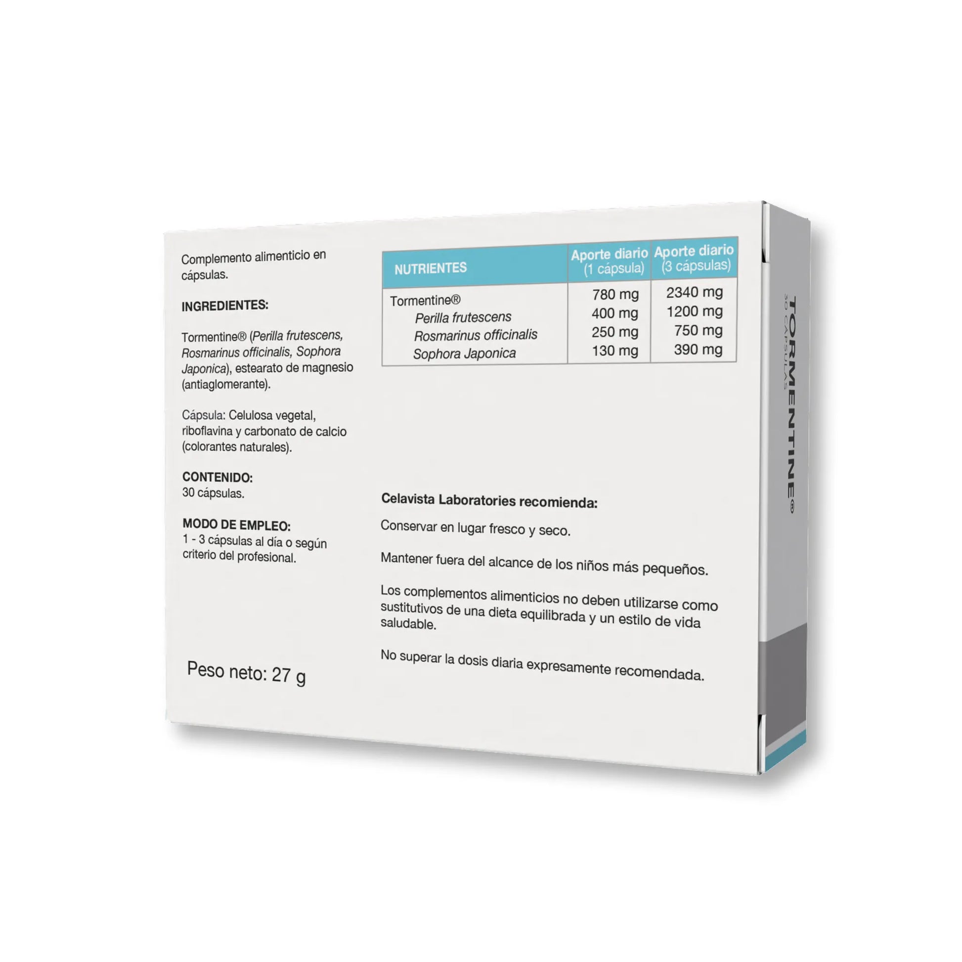 Pastillas para la alergia con ácido rosmarínico concentrado - Vista anterior producto Celavista